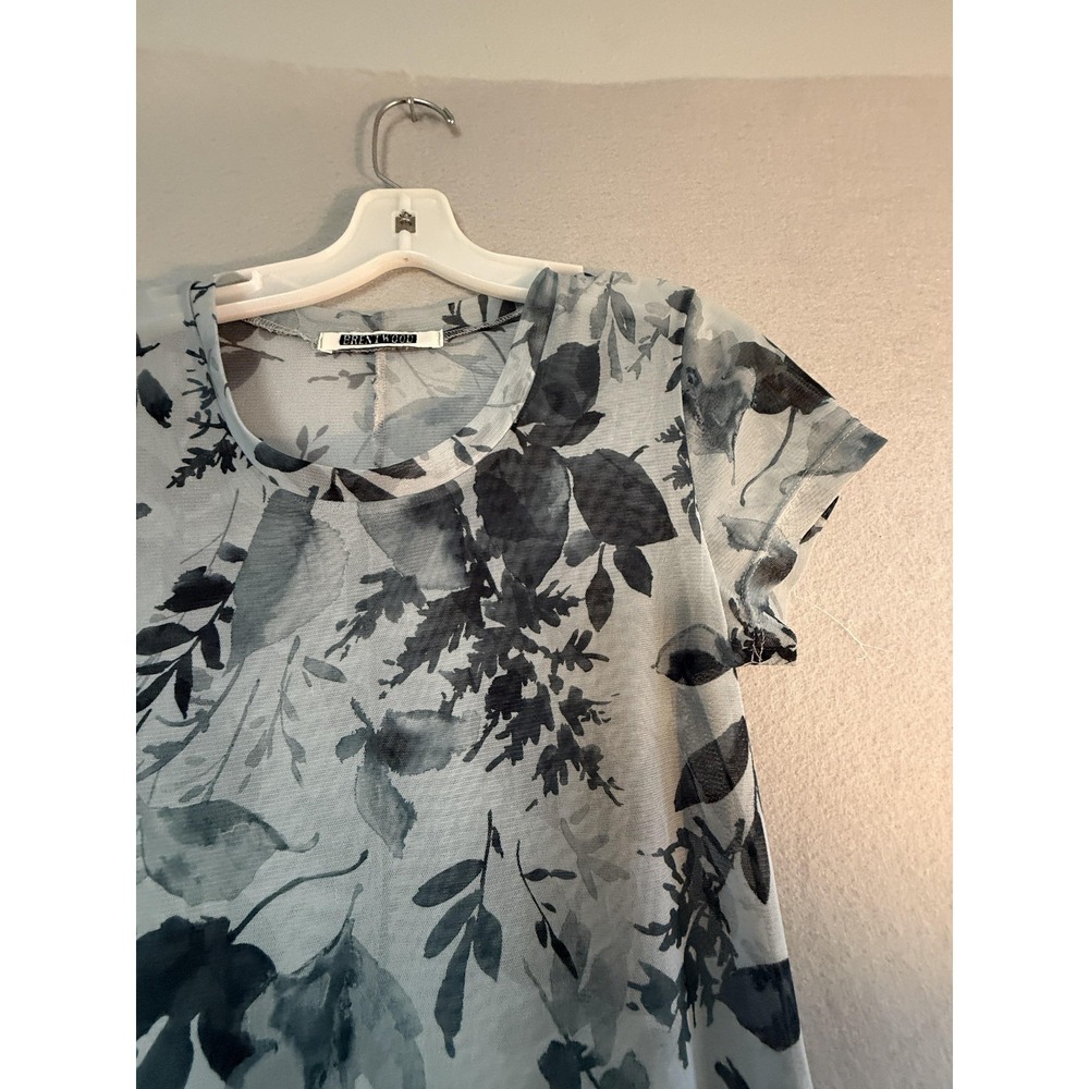 Brentwood Dress Womens Small Gray Floral Mesh Sheer Maxi T Shirt Casual - Picture 5 of 14